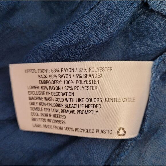 KNOX ROSE teal embroidered sleeveless tiered flowy blouse top L - Picture 7 of 9